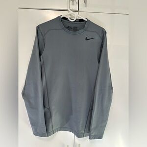 Nike Pro Dri Fit Long Sleeve Fitted Shirt Crew Neck Men's L Gray 618984-065